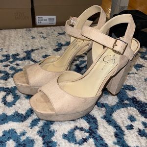 Jessica Simpson Ankle Strap Nude Heels